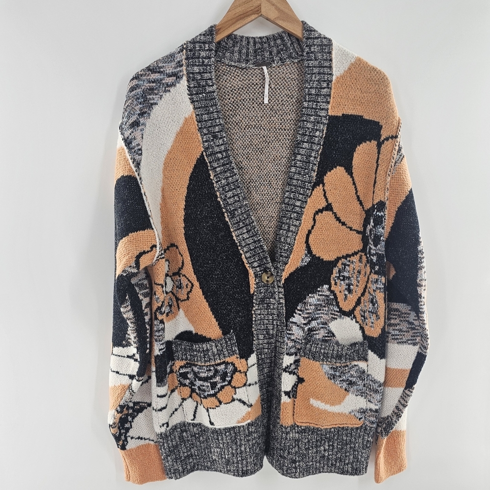 Free People August Oversized Long Sleeve Cardigan Peach Petals Womens Size Small